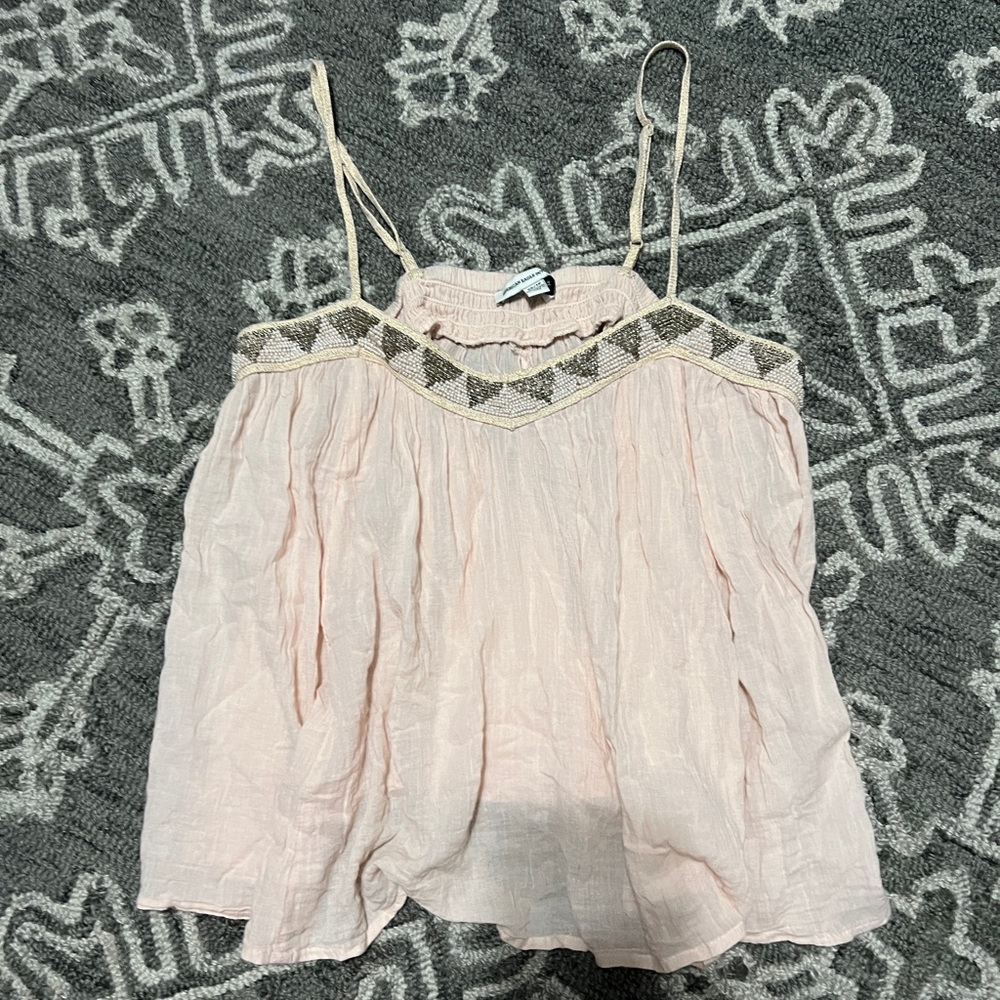 American Eagle Flowly Beaded Sheer Top